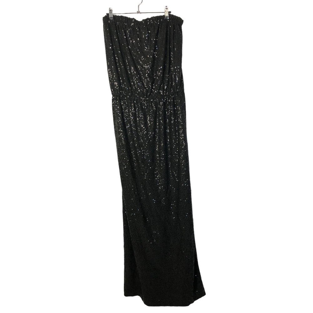 Tibi Black Sequin Strapless Maxi Formal Gown‎ M